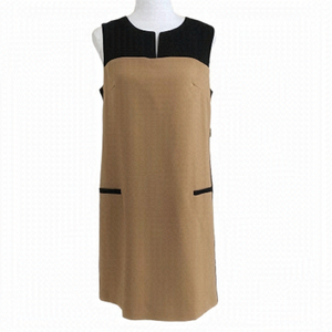 CAROLL PARIS TAN BLACK SHIFT FORMAL DRESS - 10